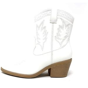 Women Western Cowboy Cowgirl Stitched Ankle Boots